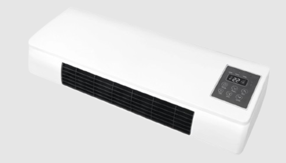 LG Breeze wall-mounted ceramic fan heater with digital touch display